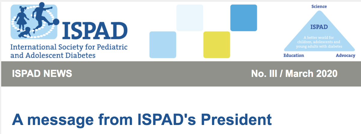 A message from ISPAD's President regarding COVID-19 for Children and Young People