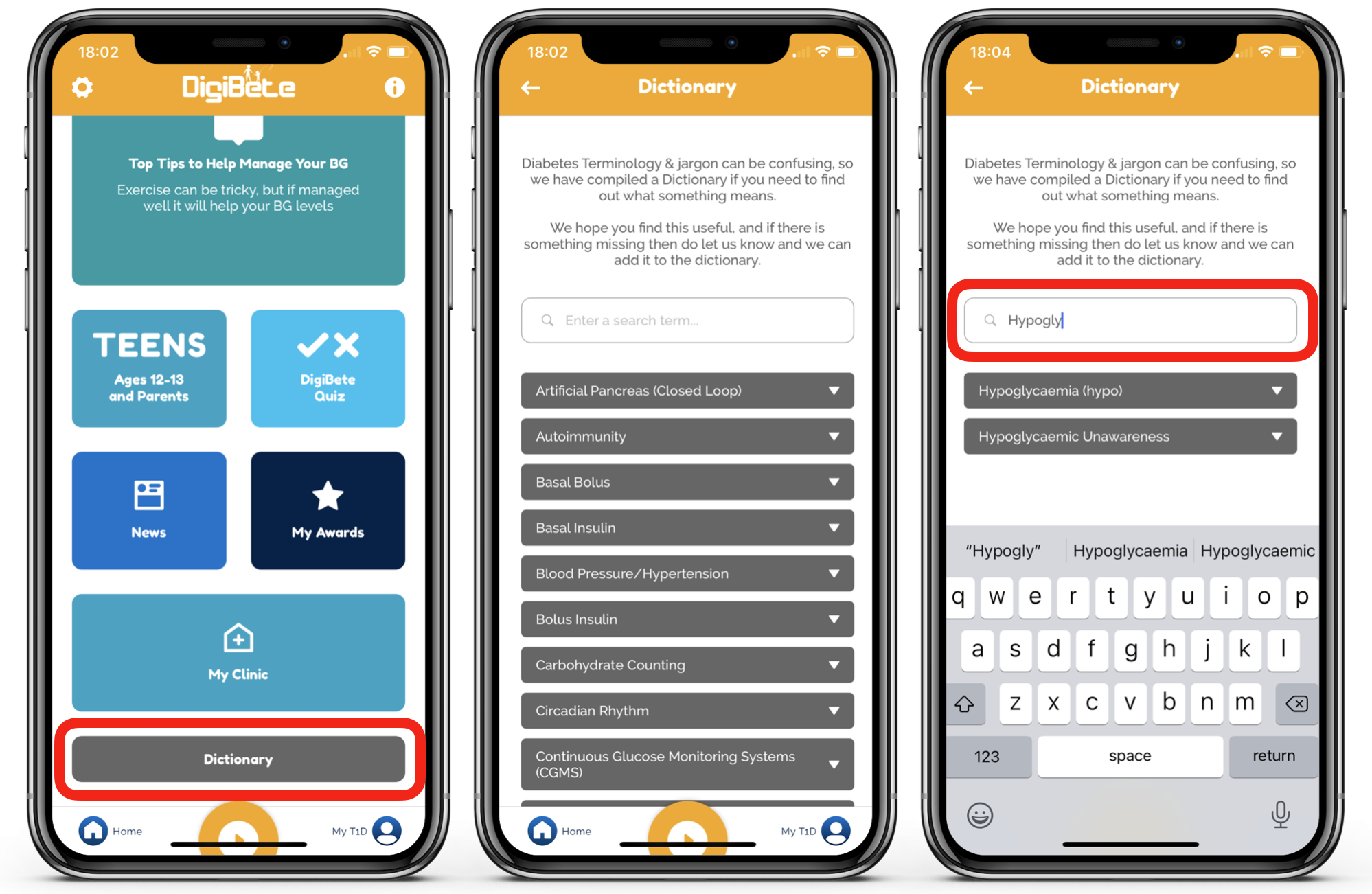 DigiBete App Tips : Diabetes Dictionary
