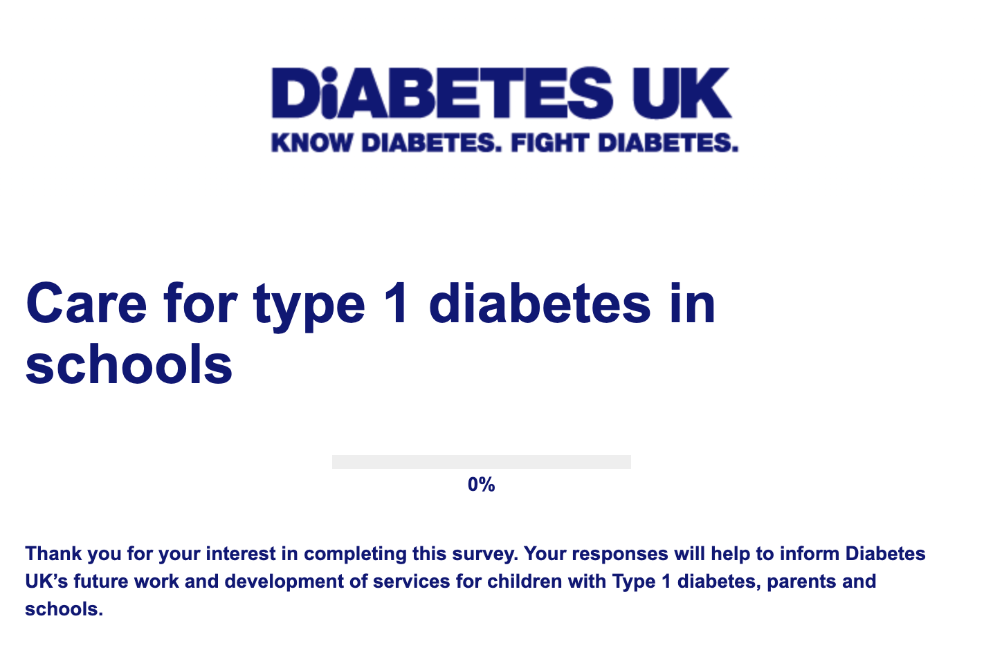 Take part in Diabetes UK’s : Care for Type 1 Diabetes in Schools Survey