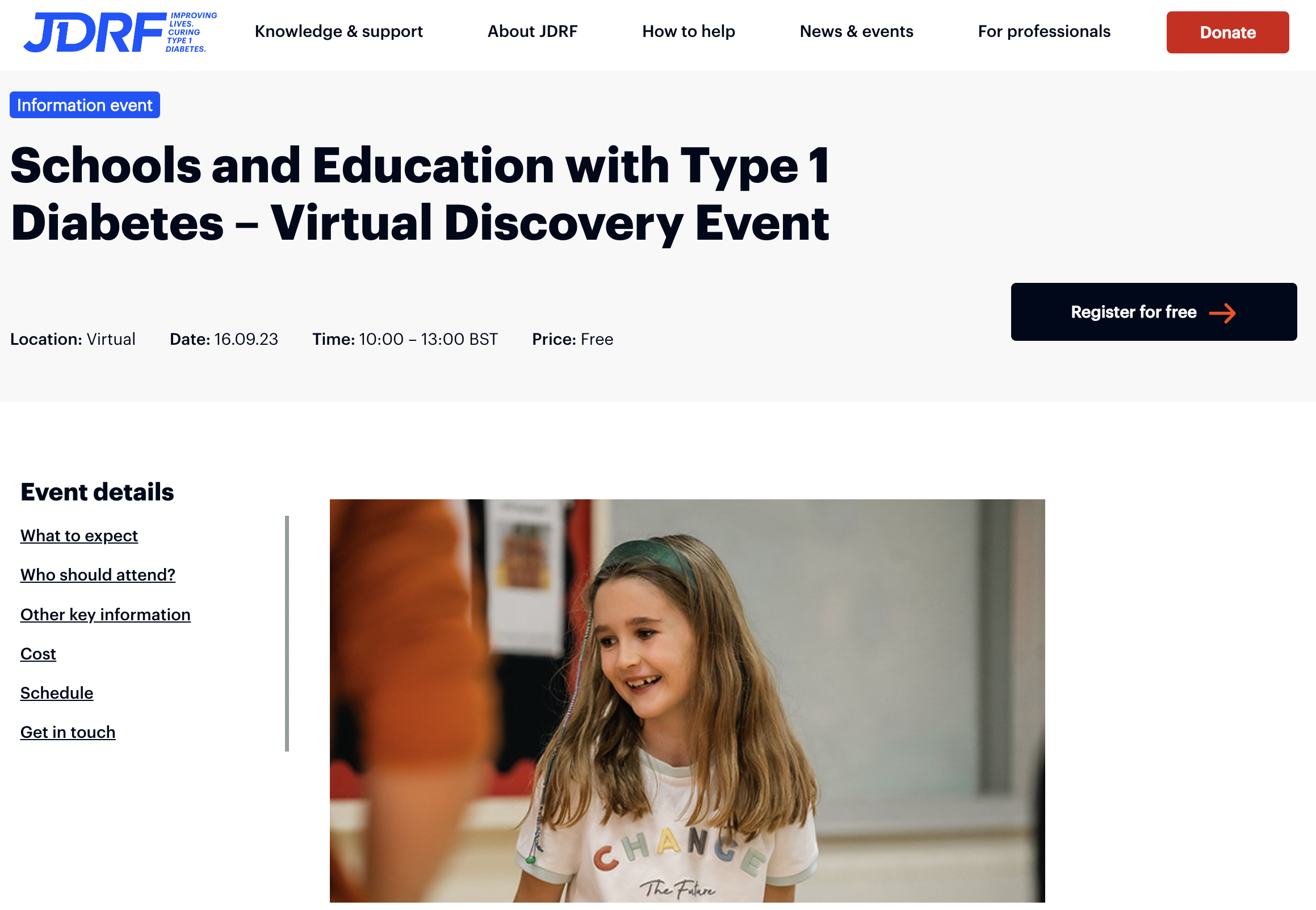 JDRF & DigiBete’s Schools and Education with Type 1 Diabetes - Virtual Discovery Event on 16th September